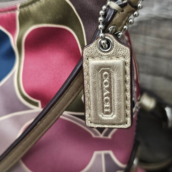 Coach Ashley Scarf Print Y2K Sateen Leather Trim Crossbody Shoulder Bag COA - Picture 3 of 15